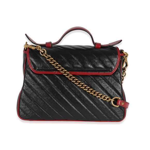 Gucci Black Quilted Leather GG Marmont Small Torchon Top Handle - Picture 3 of 7